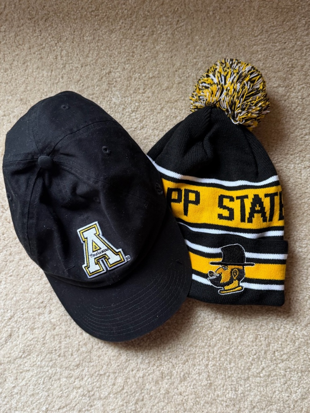 App State Black & Gold Beanie AND Baseball-style Cap